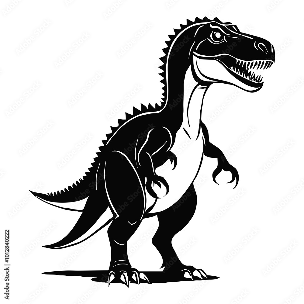 Black dinosaur on a white background. Animals line art. Logo design for use in graphics. Print for T-shirts, design for tattoos. Black dinosaur on a white background. Animals line art. Logo design for use in graphics. Print for T-shirts, design for tattoos.