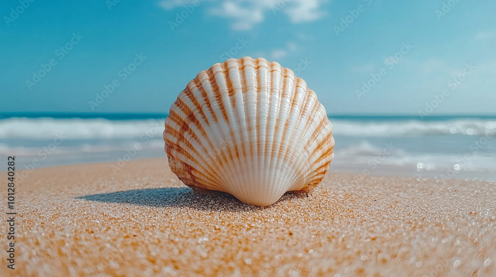 seashell lies on a tranquil beach with a vast, empty space surrounding it. The minimalistic scene symbolizes solitude, reflection, and the passage of time, inviting contemplation and peace seashell lies on a tranquil beach with a vast, empty space surrounding it. The minimalistic scene symbolizes solitude, reflection, and the passage of time, inviting contemplation and peace