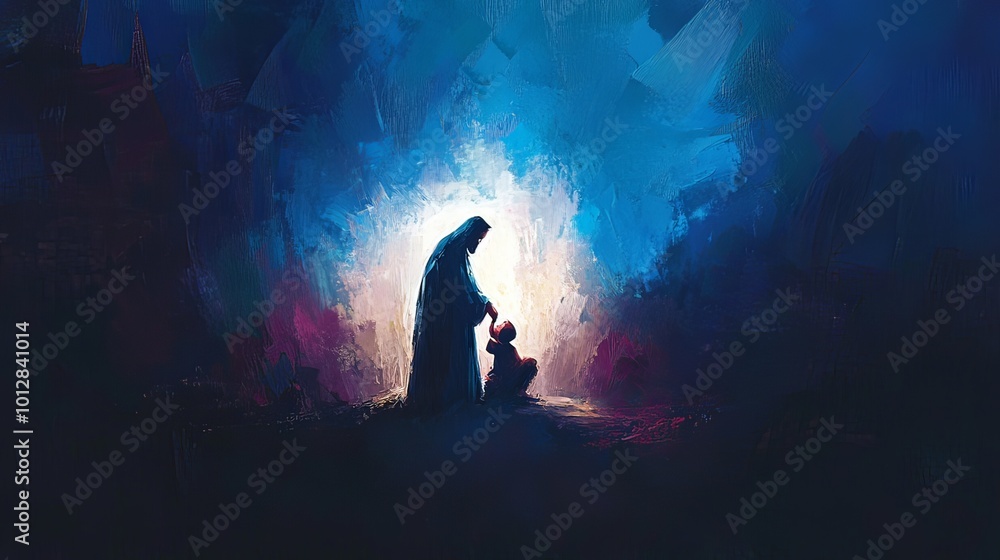 Illustration of Baby Jesus born on christmas day