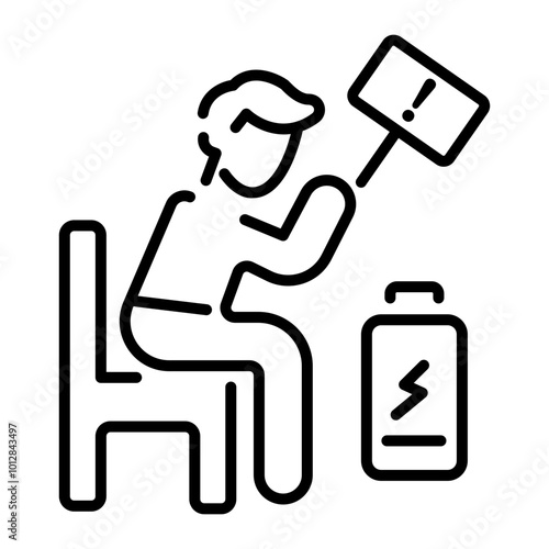 Employee burnout icon in outline style 