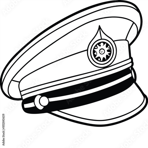 Marine captain hat vector line art