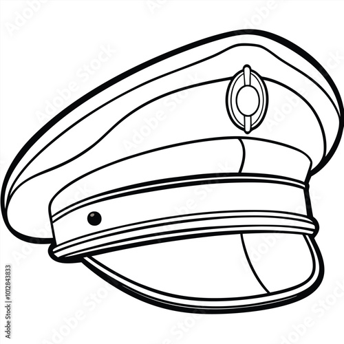 Marine captain hat vector line art