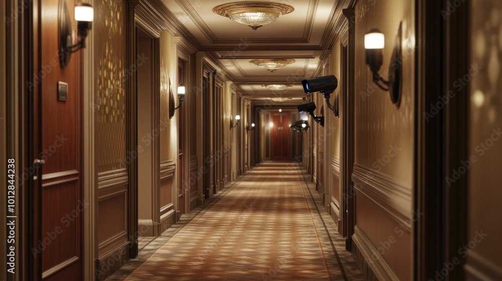 Hotel Corridor with Security Cameras Hotel Corridor with Security Cameras