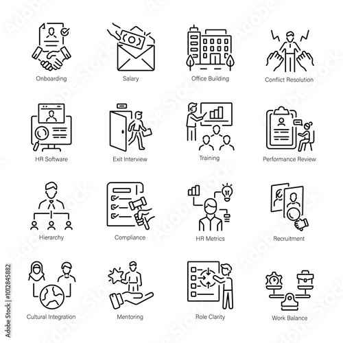 Collection of Human Resource Linear Style Icons 

