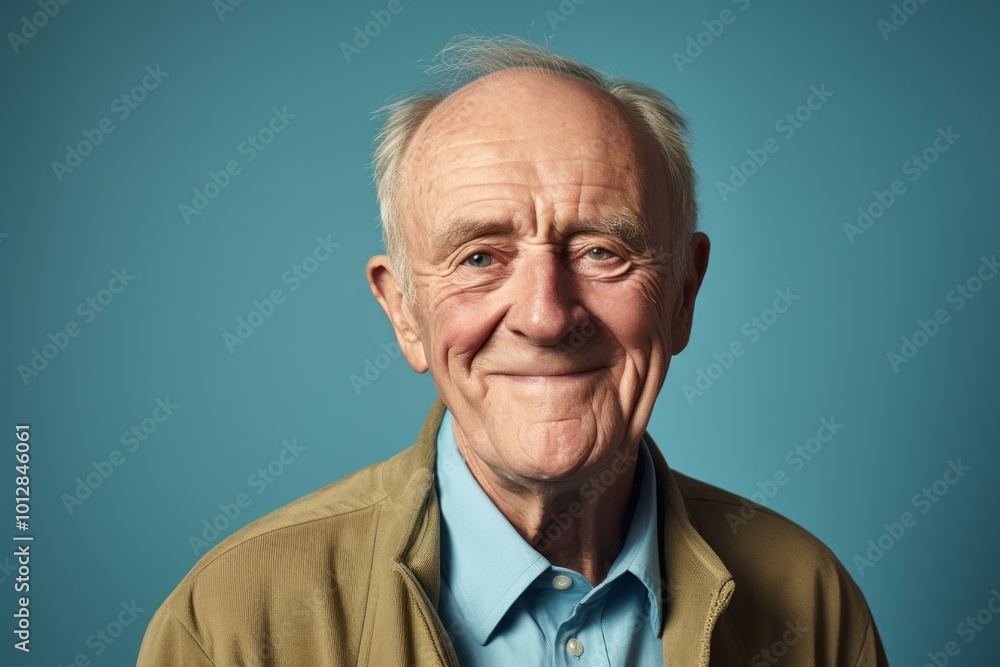 Portrait of a smiling senior man. Isolated on blue background. Portrait of a smiling senior man. Isolated on blue background.