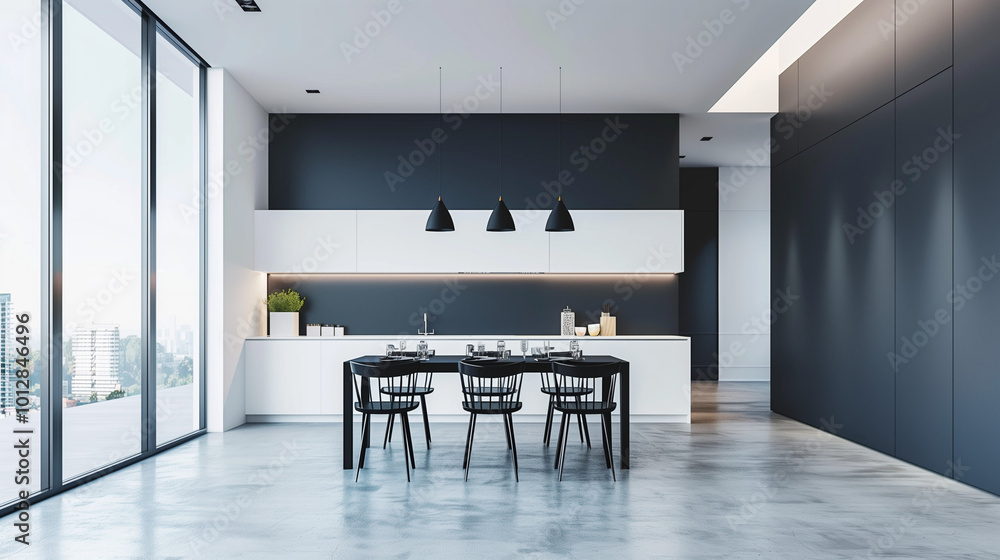 Minimalist Modern Kitchen and Dining Area Minimalist Modern Kitchen and Dining Area