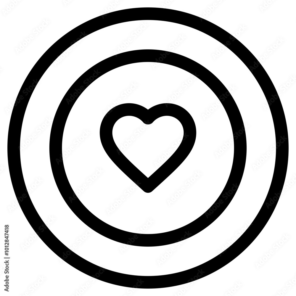 Heart Target Icon Outline Style. Simple Romance Vector Illustration. Heart Target Icon Outline Style. Simple Romance Vector Illustration.