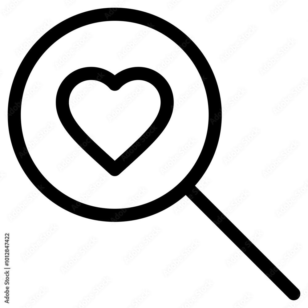 Love Search Icon Outline Style. Simple Romance Vector Illustration. Love Search Icon Outline Style. Simple Romance Vector Illustration.