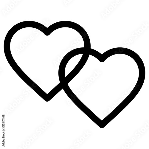 Double Hearts Icon Outline Style. Simple Romance Vector Illustration.
