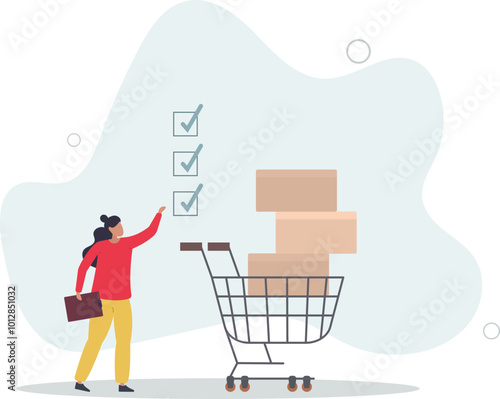 Procurement and asset management, manage or purchasing company equipments, goods and service,flat design with people.