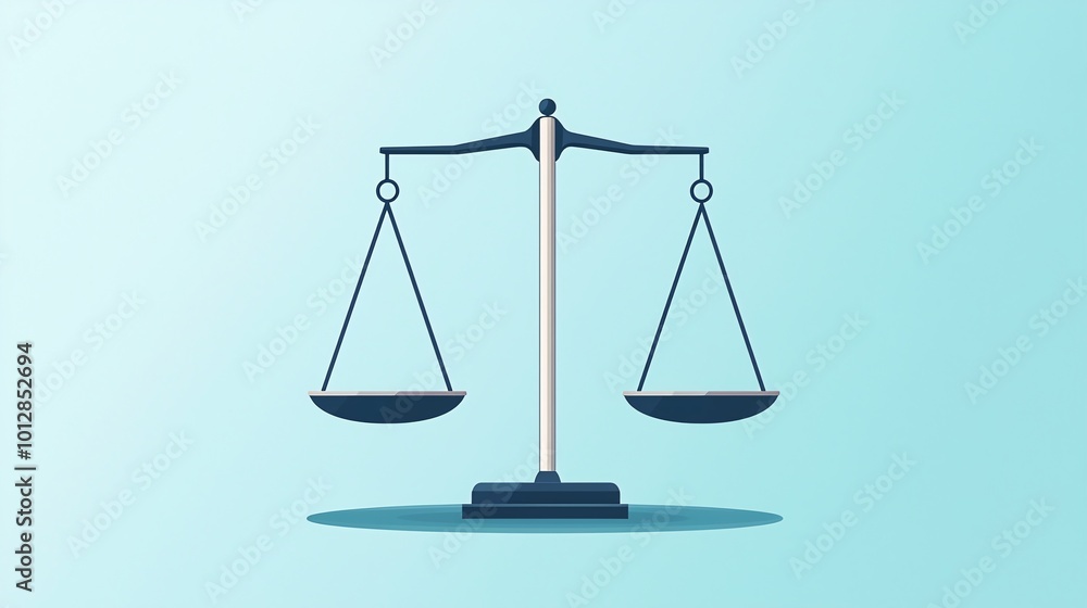 Justice scales with scales tipped equally, fair and impartial, flat design illustration Justice scales with scales tipped equally, fair and impartial, flat design illustration