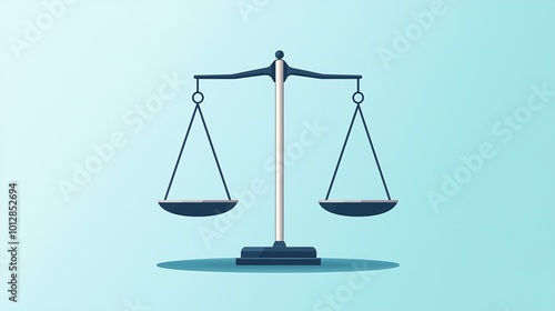 Justice scales with scales tipped equally, fair and impartial, flat design illustration