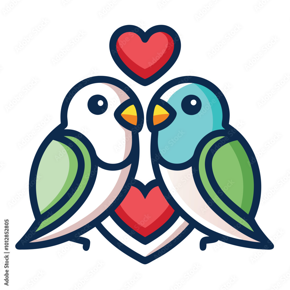 Fototapeta premium lovebirds icon white background.