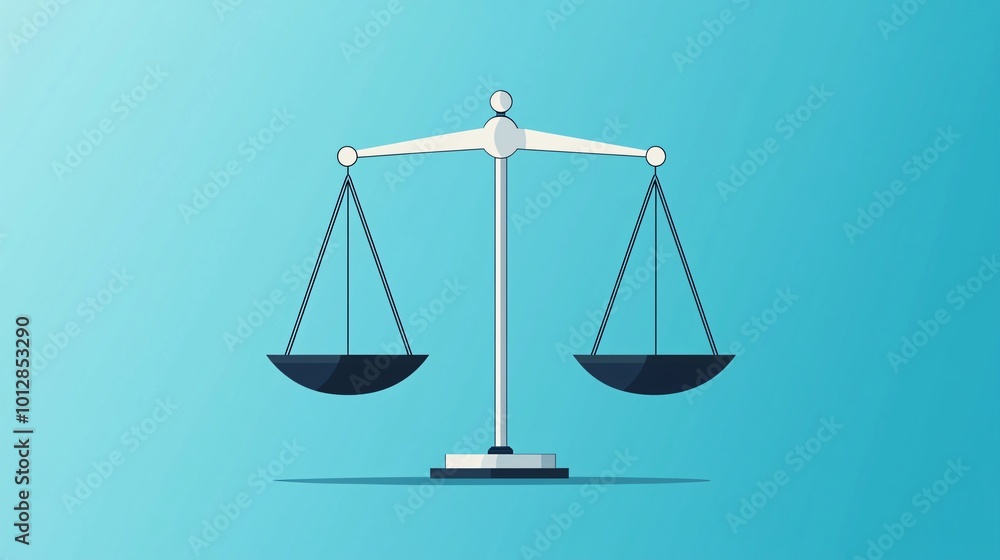 Scales of justice with light and shadow, moral choices, flat design illustration Scales of justice with light and shadow, moral choices, flat design illustration