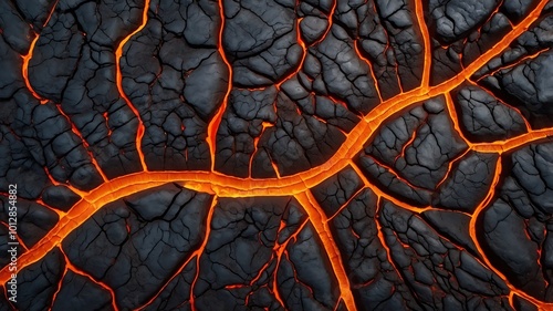 Texture of lava flow pattern in volcano photo