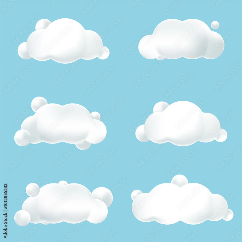 3D round white clouds. sky design elements 3D round white clouds. sky design elements