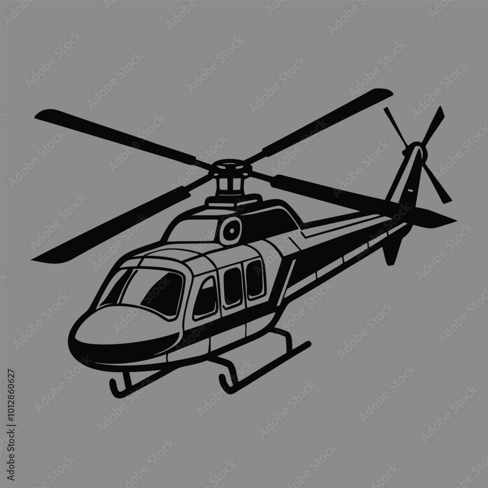Vector Line art Illustration of a helicopter Vector Line art Illustration of a helicopter