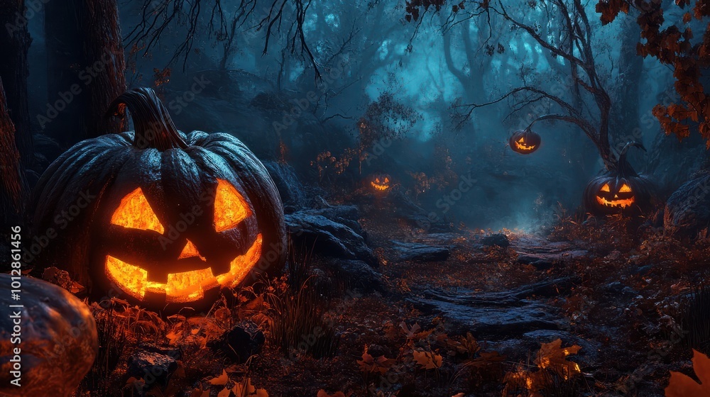 Naklejka premium Halloween Spooky Forest