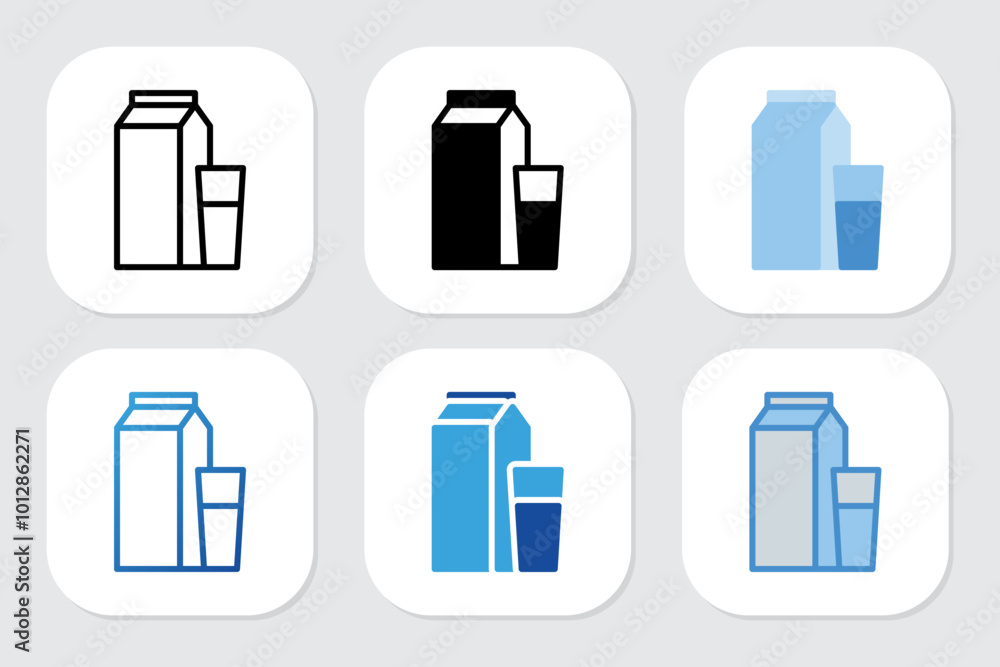 Milk icons with various design styles Milk icons with various design styles