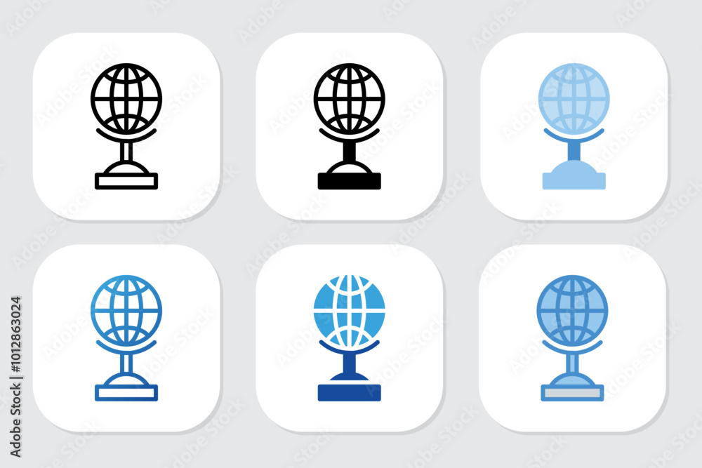 Global icons with various design styles Global icons with various design styles