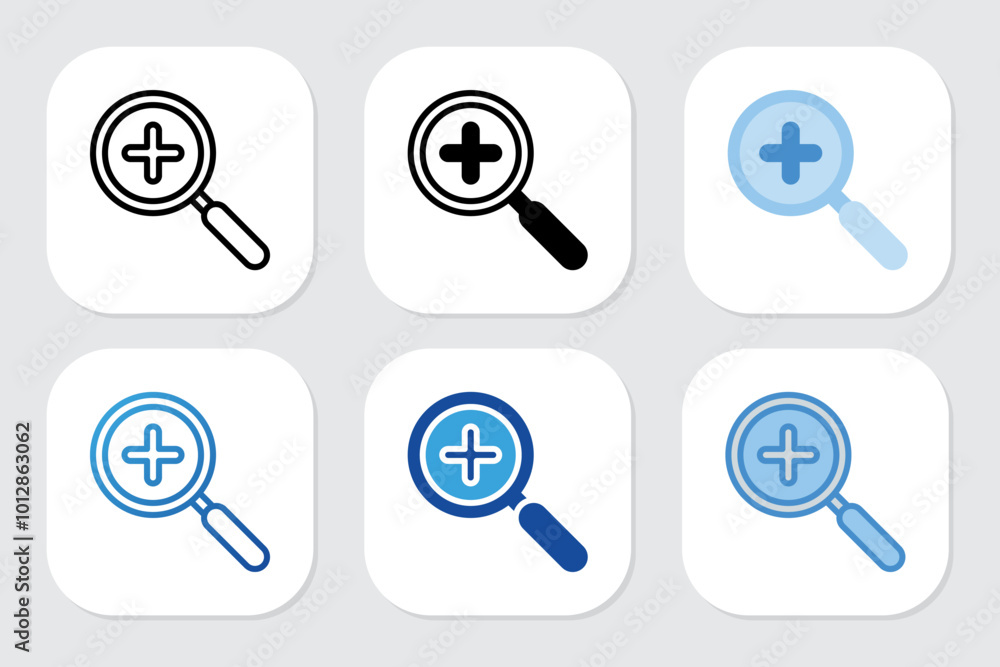 Zoom icons with various design styles Zoom icons with various design styles