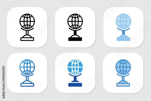 Global icons with various design styles