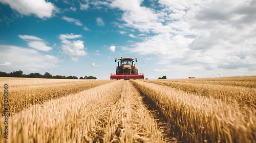 A tractor in an agricultural field, representing the core of farming and plant cultivation