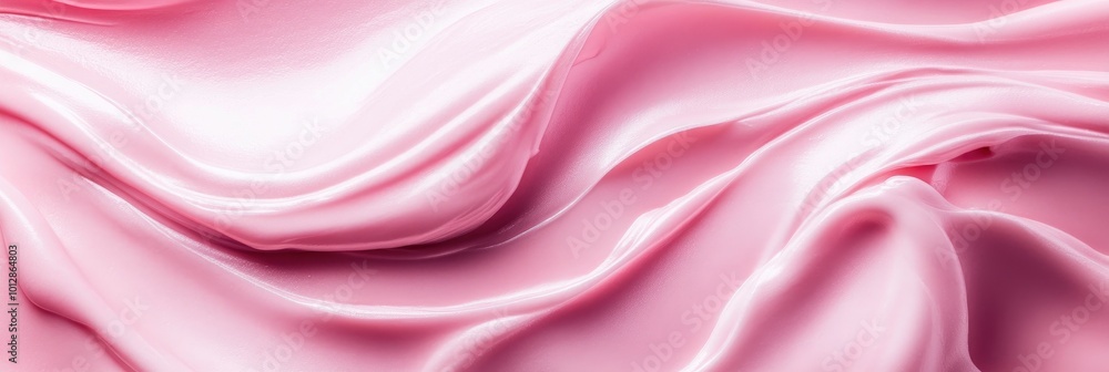 Obraz premium Silky cream texture for cosmetics with a pink backdrop