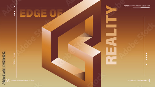 Edge of Reality Abstract Minimalist Geometric Designs, Impossible Shapes and Optical Illusion Background vector illustration