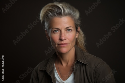 Portrait of a beautiful middle-aged woman on a dark background