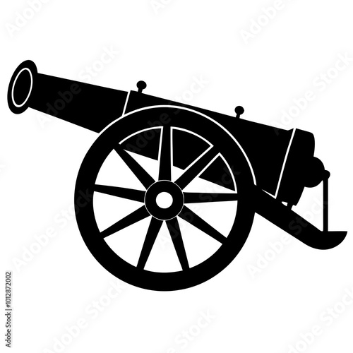 Ancient iron cannon. Vector drawing