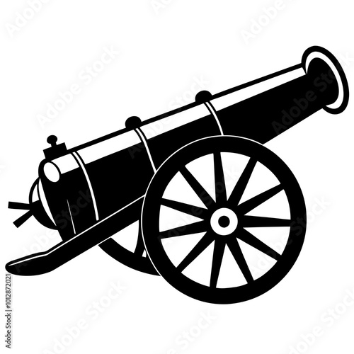 Ancient iron cannon. Vector drawing