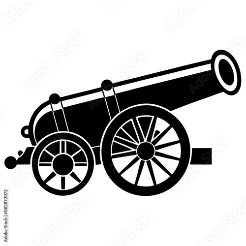 Ancient iron cannon. Vector drawing