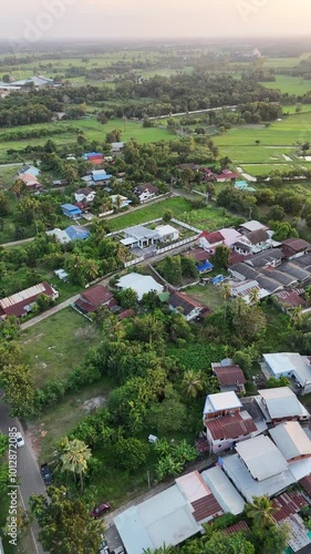 The aerial view of the city was breathtaking. Prakhon Chai is a district (amphoe) in the southern part of Buriram province. photo