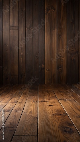 Empty wood board on the wood room photo