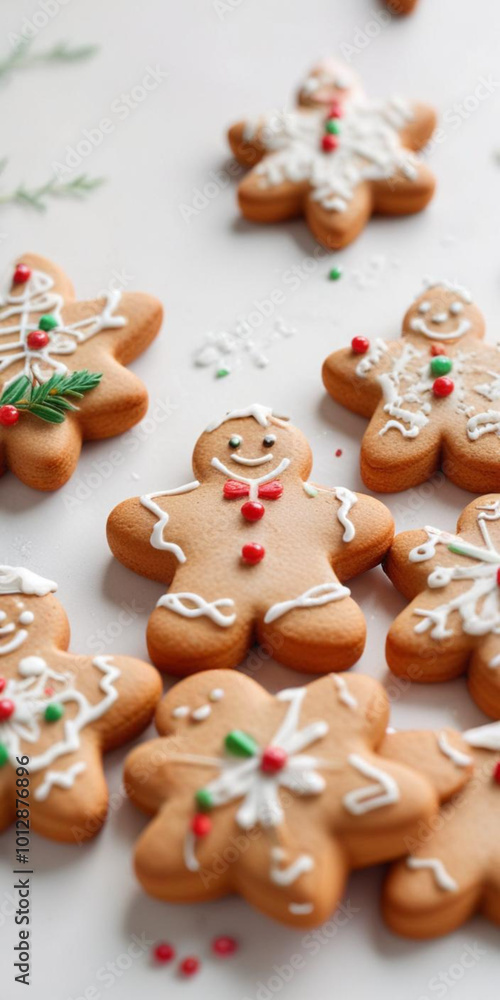 A plate of various gingerbread cookies, including a gingerbread man, stars, and other holiday-themed shapes A plate of various gingerbread cookies, including a gingerbread man, stars, and other holiday-themed shapes