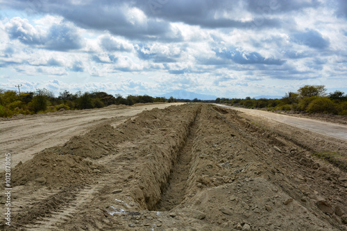 road construction in the field photo