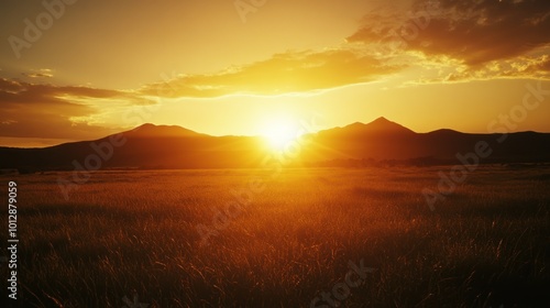 Golden Sunset Over Mountains