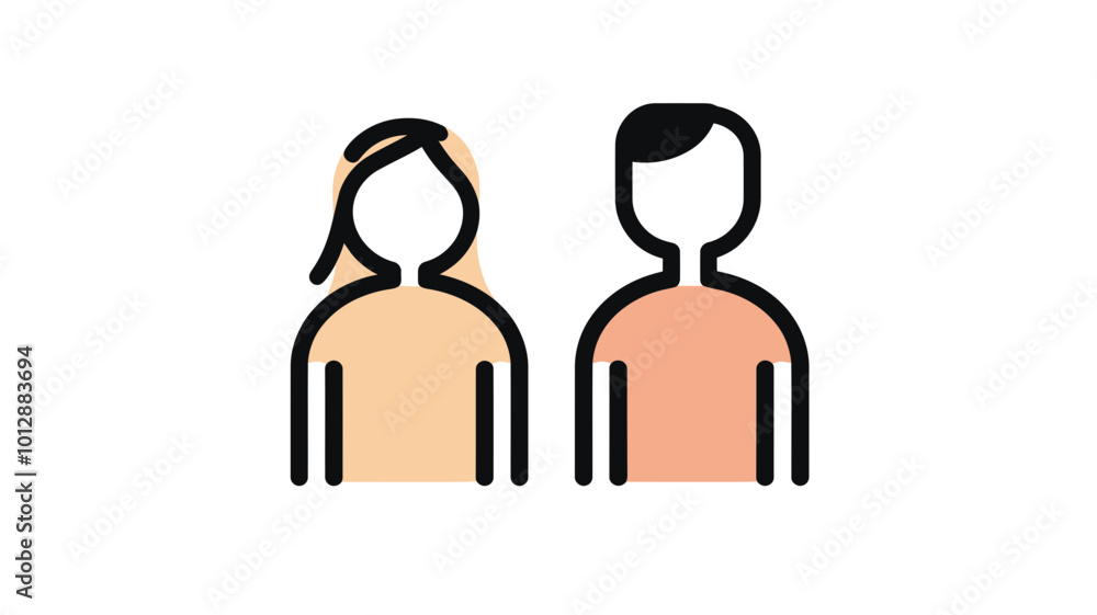Trendy Thin Line Icon of a Couple - Minimalistic, Modern Outline Design for Relationship, Partnership, and Love Concepts Trendy Thin Line Icon of a Couple - Minimalistic, Modern Outline Design for Relationship, Partnership, and Love Concepts