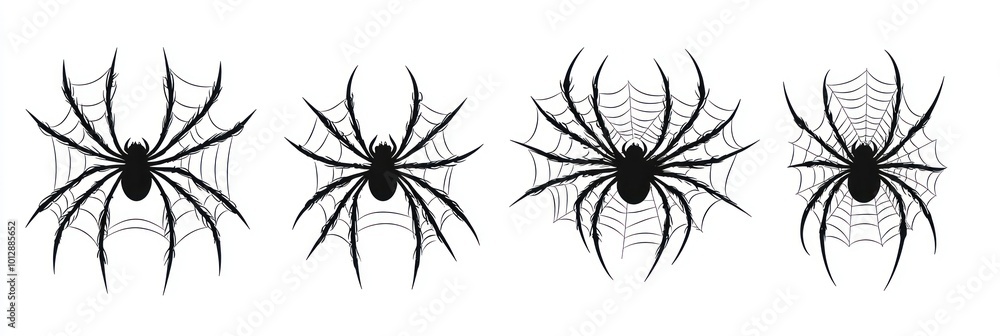 Silhouettes of Spiders in Webs Silhouettes of Spiders in Webs