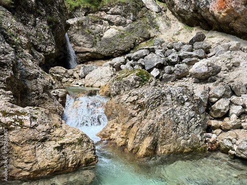 Mlinarica gorge or Mlinarica Canyon, Trenta (Triglav National Park, Slovenia) - Die Flussbetten von Mlinarica oder Tröge der Mlinarica, Trenta (Triglav-Nationalpark, Slowenien) - Korita Mlinarice photo