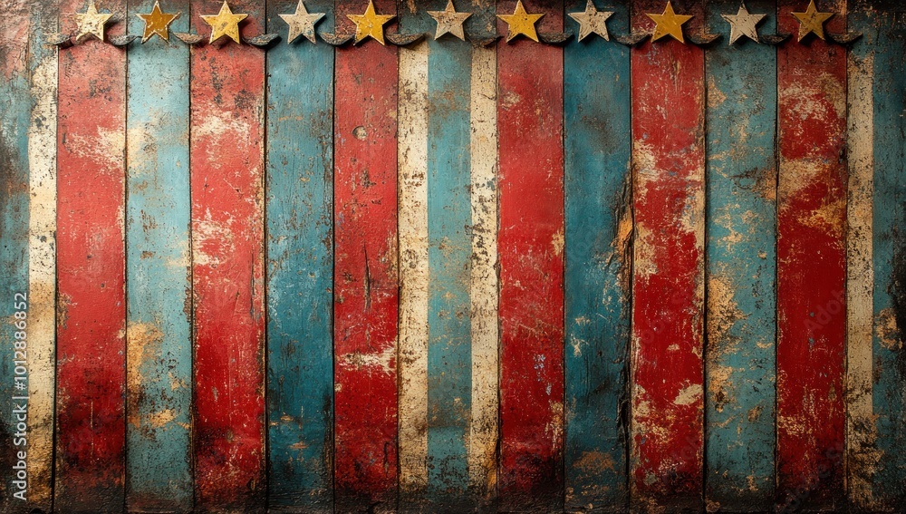 Striped Wooden Background with Stars Striped Wooden Background with Stars