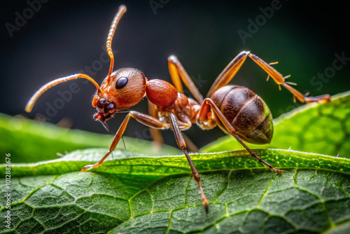 Wallpaper Mural Close up view of ant on leaf, showcasing its intricate details Torontodigital.ca