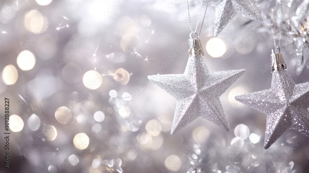 Sparkling Silver Stars on Luxurious Backdrop Sparkling Silver Stars on Luxurious Backdrop
