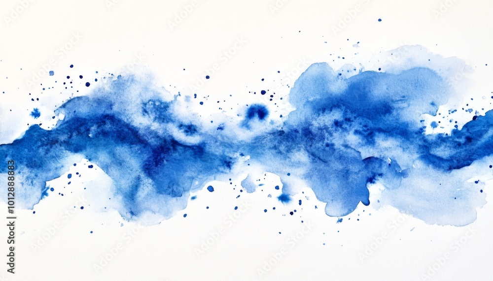 Obraz premium Abstract blue watercolor background with splatter.