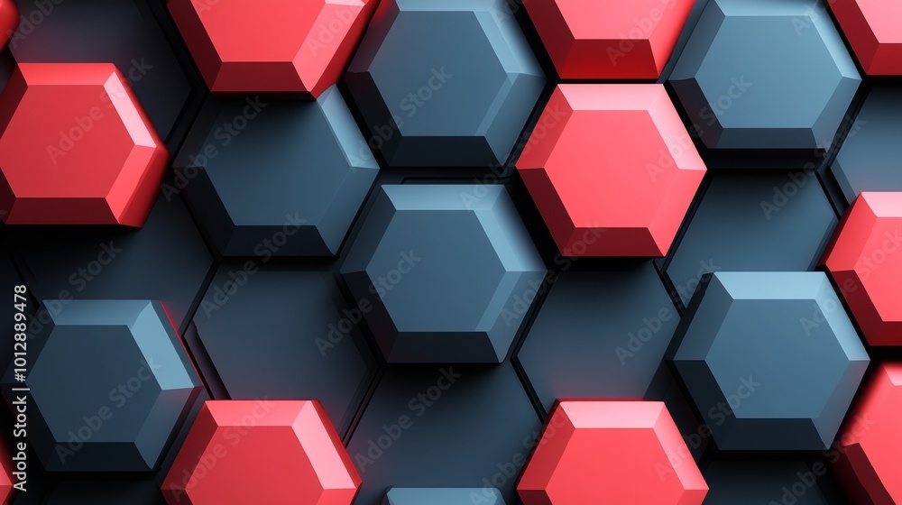 Geometric Hexagonal Pattern with Red and Black Colors Geometric Hexagonal Pattern with Red and Black Colors