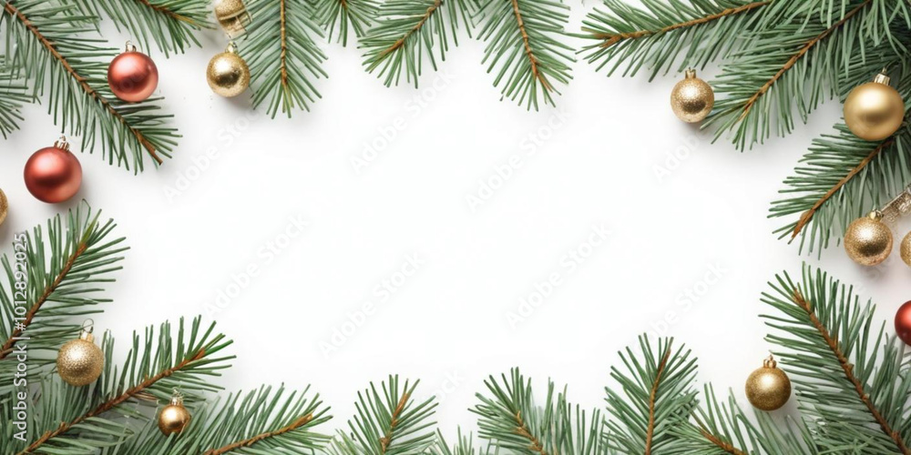 Green pine tree branches with pine cones on a white background Green pine tree branches with pine cones on a white background