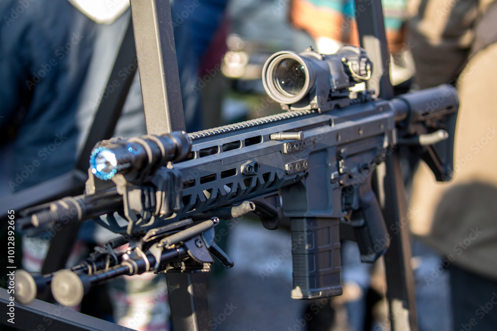 Modern machine gun with a scope. Modern machine gun with a scope.