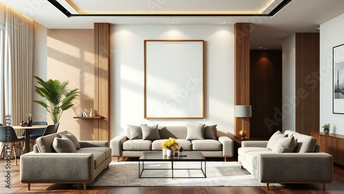Wallpaper Mural modern living room with fireplace Torontodigital.ca