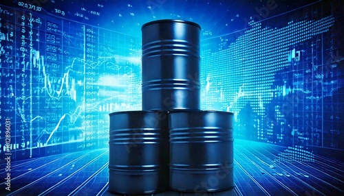 petrochemical industry and oil and gas energy sector price chart increase, crude oil barrels production increase and commodity trading and investment data and chart stats photo